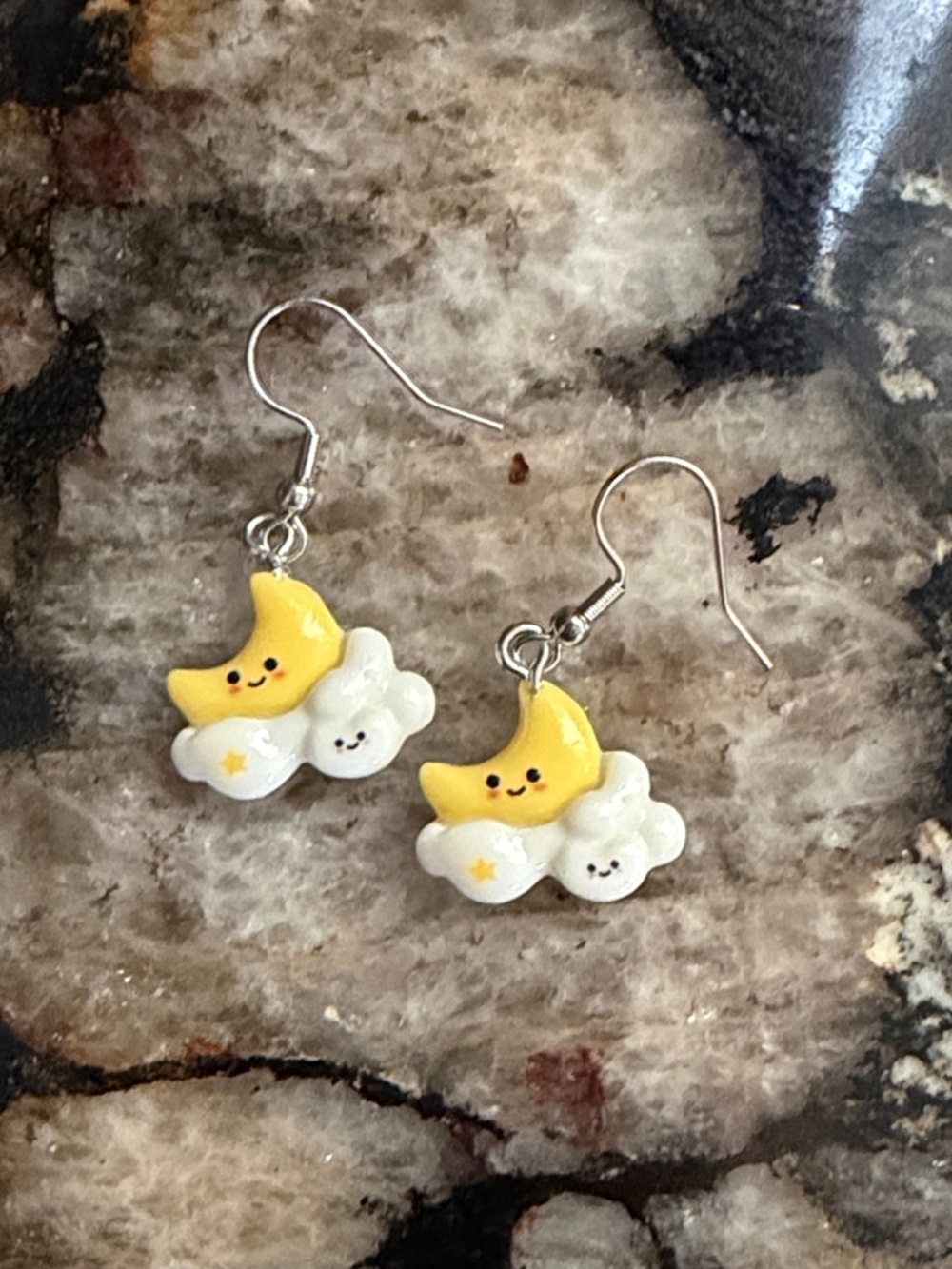 ✨ 5 for $30 Earring Bar ✨ Kawaii Yellow Moon & Cloud Dangle Earrings